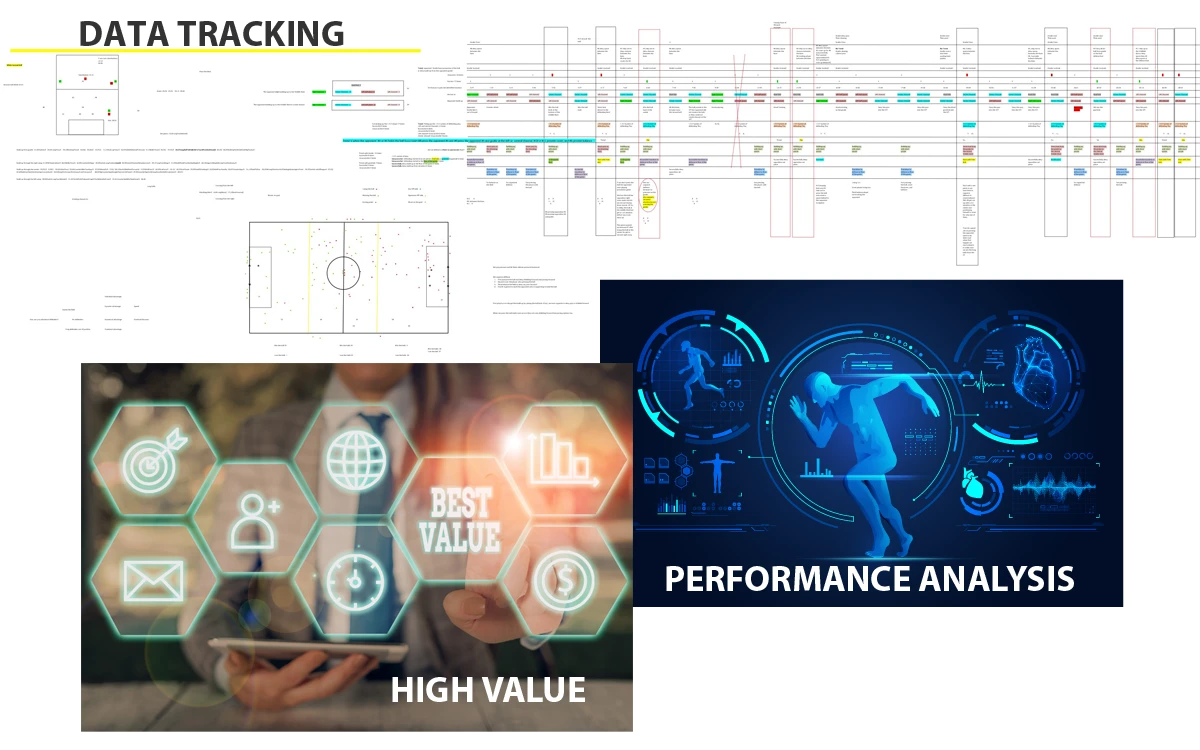 Three pictures combine to create one image. One photo shows a data table made after a game analysis; another two are fantasy pictures representing a high-value course due to the program structure, which can create a desirable future.  